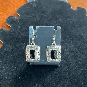 Brighton Silver Plated and Black Rectangular Earrings “Rhythms”